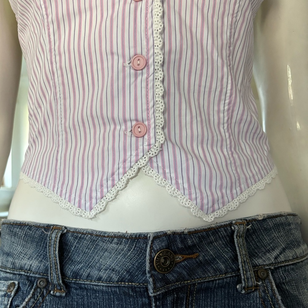DollsKill | NWT’s Sugar Thrills Y2K Coquette Summer Pinstripe Dolly Vest - Picture 5 of 9